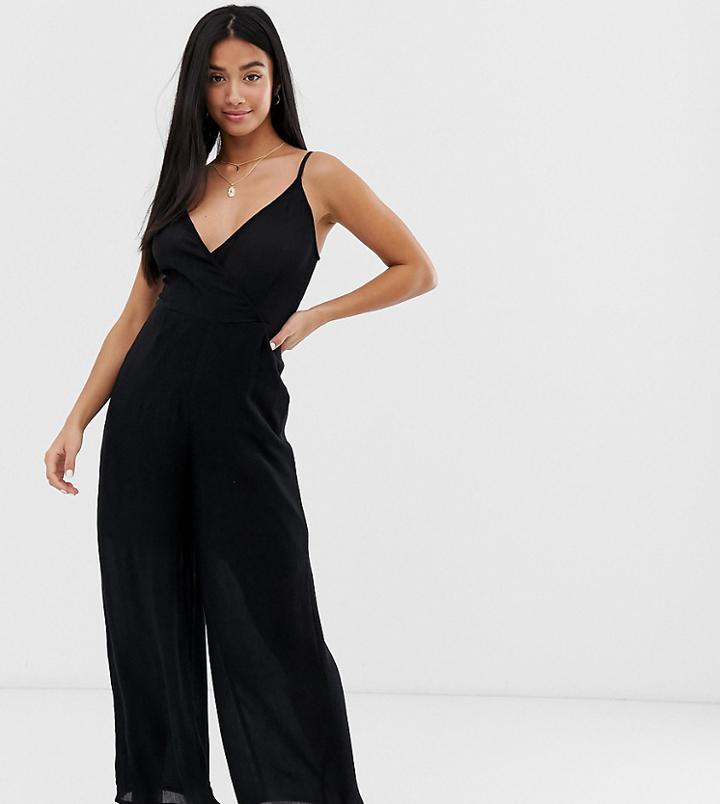 Noisy May Petite Wrap Jumpsuit-black