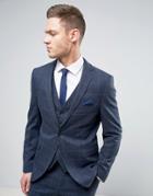 Selected Homme Slim Suit Jacket In Window Pane Check - Navy