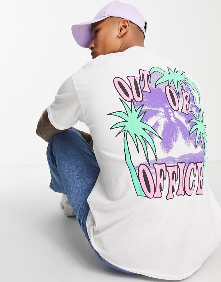 Topman Oversized T-shirt With Out Of Office Print In White