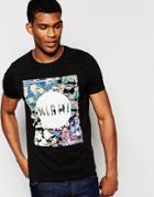 Asos Muscle T-shirt With Floral Placement Print - Black
