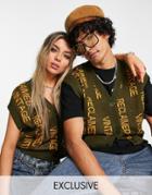 Reclaimed Vintage Inspired Unisex Button Front Vest In Logo Print-multi