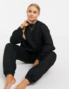 Asos Design Lounge Oversized Deep Rib Collar Sweatshirt In Black