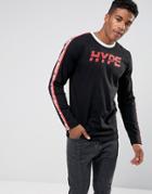 Hype Long Sleeve T-shirt In Black With Taping - Black