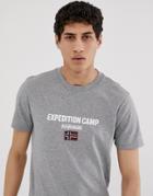 Napapijri Sonthe Logo T-shirt In Gray Marl - Gray