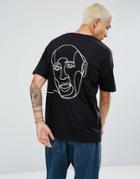 Asos Oversized T-shirt With Embroidered Face - Black