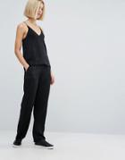 Moss Copenhagen Casual Pant In Silky Fabric - Black