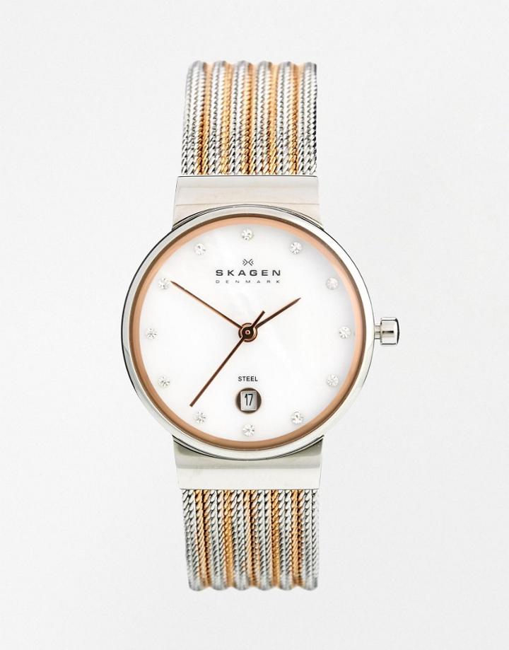 Skagen Klassik Silver & Gold Strap Watch 355ssrs - Silver