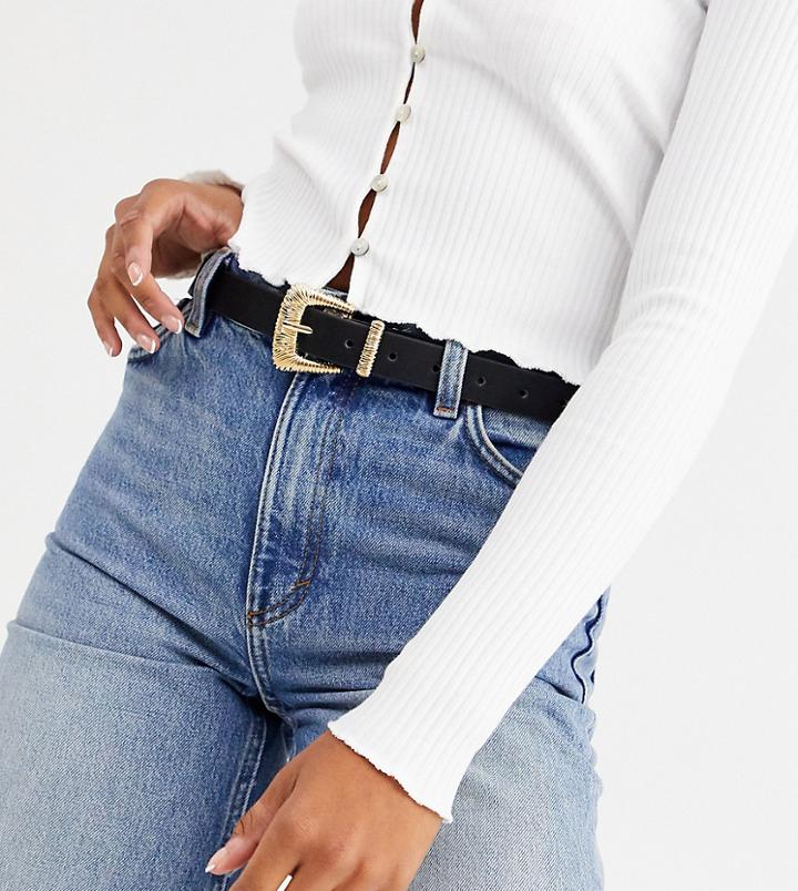 Pieces Gold Textured Buckle Belt