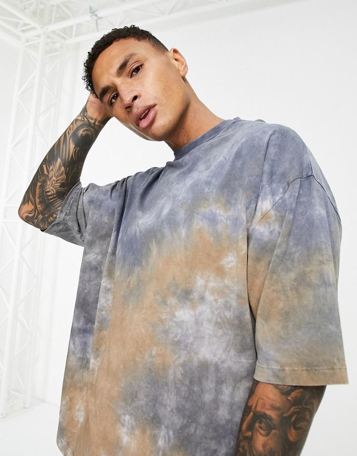 Asos Design Oversized T-shirt In Multi Brown Tie Dye