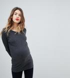 New Look Maternity Rib Side Split Tunic Top - Gray