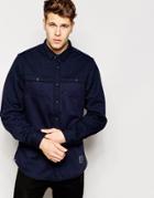 Brave Soul Quilted Thick Shirt Jacket - Navy