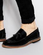 Asos Tassle Loafers In Black Leather - Black