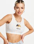 Fiorucci Cropped Tank In Gingham With Angel Graphic-multi