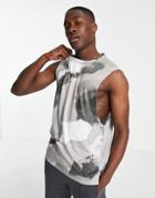 River Island Camo Print Tank In Gray-grey