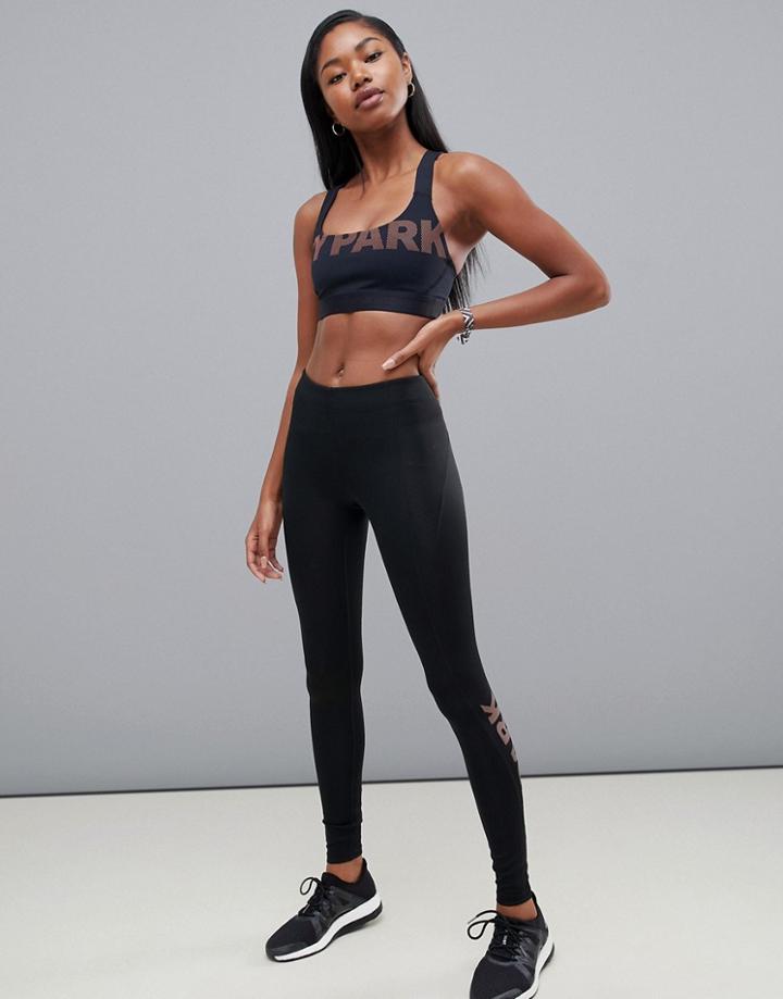 Ivy Park Active Metallic Logo Leggings In Black - Black