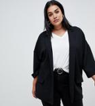 Asos Design Curve Easy Relaxed Blazer In Textured Jersey - Black