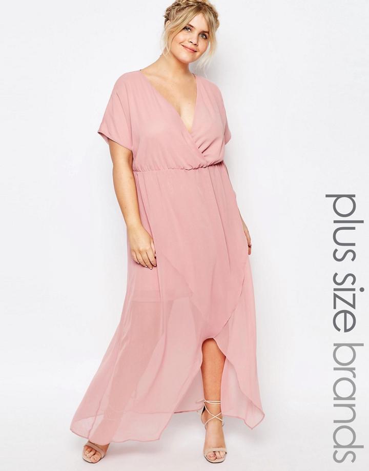Truly You Wrap Maxi Dress With Ruffle Detail - Pink