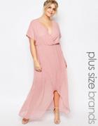Truly You Wrap Maxi Dress With Ruffle Detail - Pink