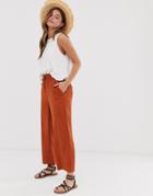 Miss Selfridge Paperbag Waist Pants In Rust - Orange