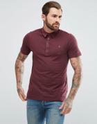 Farah Chelsea Slim Fit Jacquard Polo Shirt In Red - Red