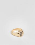 Asos Ring With Cherub In Gold - Gold