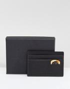 Pretty Green Paisley Embossed Leather Card Holder In Black With Gift Box - Black