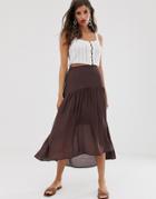 Vila Satin High Low Maxi Skirt-multi