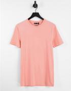 Asos Design Organic Muscle Fit T-shirt With Crew Neck In Peach-orange