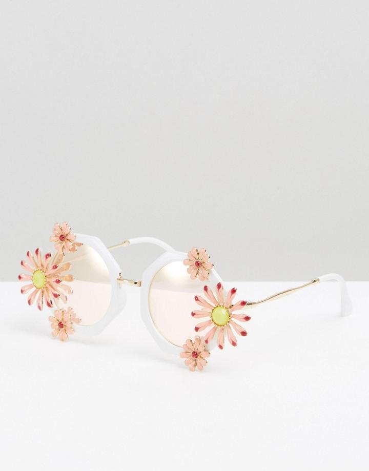 Aldo Flower Frame Glasses - White