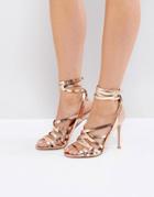 Lipsy Tie Up Sandals - Gold