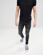 Only & Sons Skinny Fit Jeans In Rip & Repair - Black