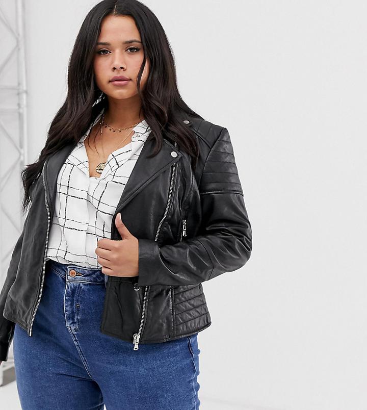 Barney's Originals Plus Clara Leather Jacket-black