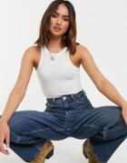 Free People High Neck Ribbed Tank Top-white