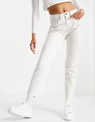 Stradivarius Contrast Two Tone Mom Jeans In Ecru-white