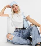 Asos Design Petite Cropped T-shirt With Roll Sleeves In White