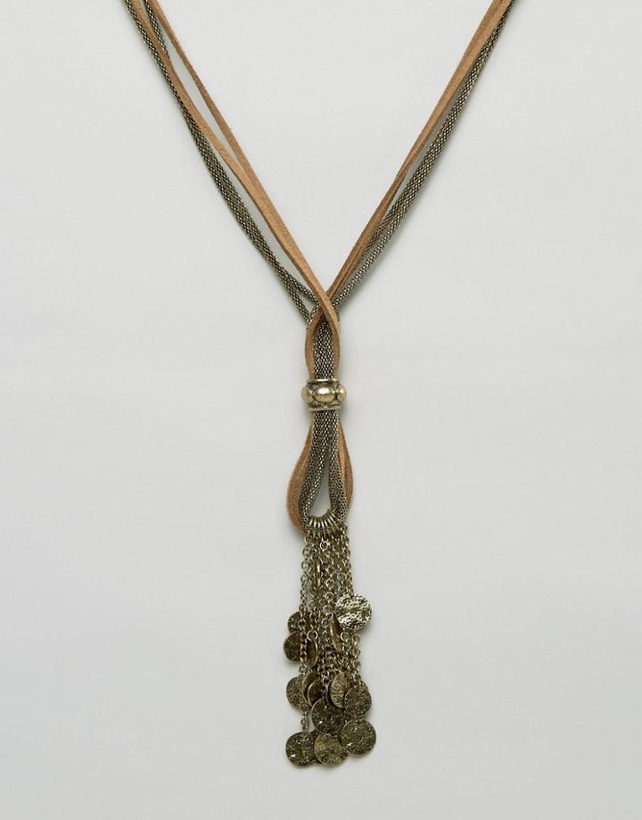 Asos Necklace With Multi Charm Pendant In Gold - Gold