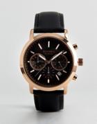 Sekonda Leather Black Chronograph Watch In Rose Gold Exclusive To Asos - Black