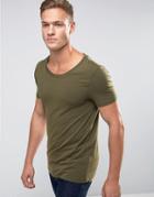 Asos Muscle T-shirt With Scoop Neck In Green - Green