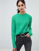 Bershka Cable Knit Sweater - Green