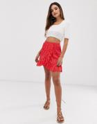 Vero Moda Polka Dot Mini Skirt With Ruffle