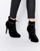 New Look Velvet Wrap Ankle Boots - Black