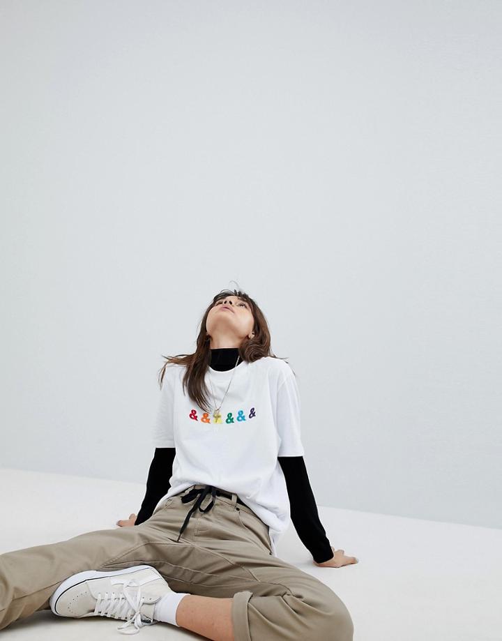 Asos X Glaad Relaxed T-shirt With Embroidery - White