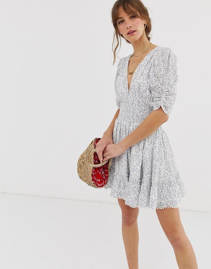 Cleobella Sadie Printed Mini Dress - Blue