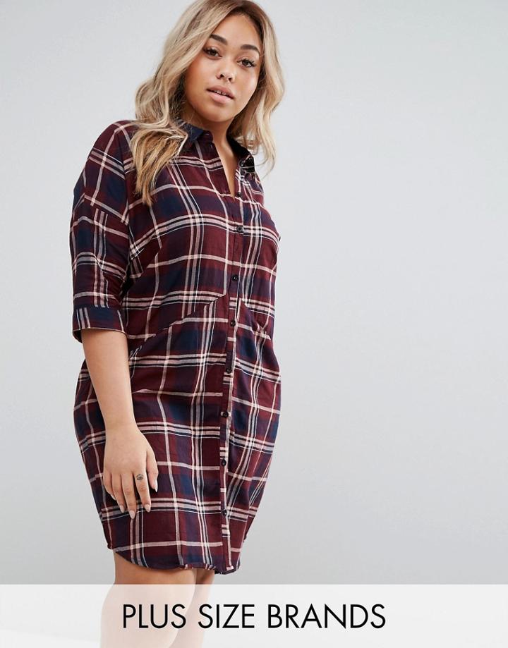 Junarose Plus Shirt Dress In Check - Multi