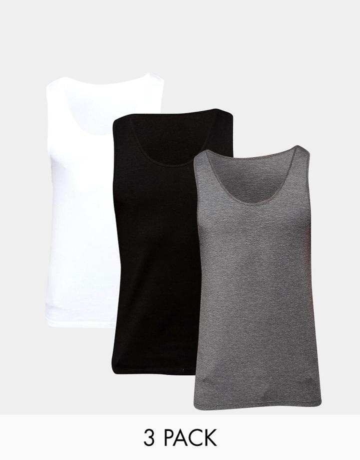 Asos Muscle Fit Tank 3 Pack - Multi