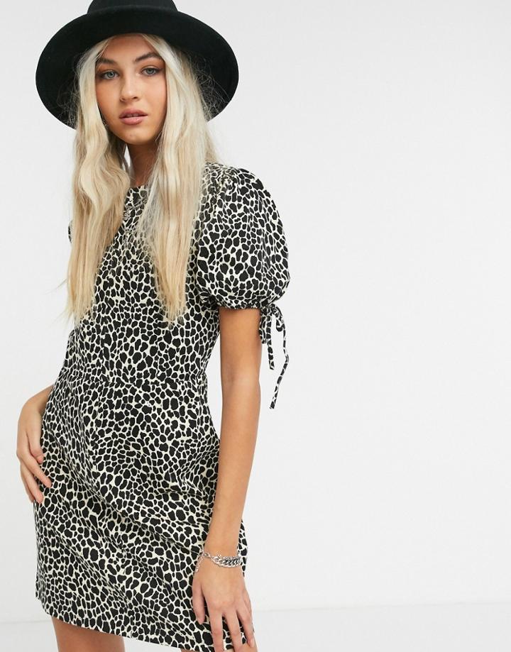 Topshop Mini Tea Dress In Animal Print-multi
