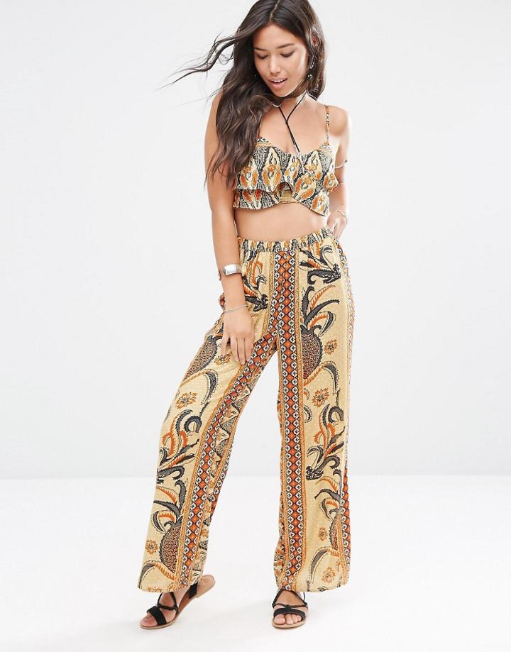 Asos Festival Print Palazzo Beach Pant Co-ords - Festival Print