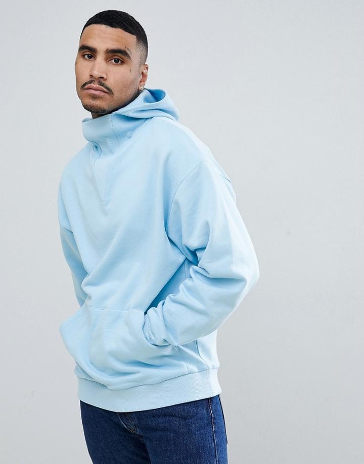 Asos Design Oversized Hoodie With Deep Modesty V-blue