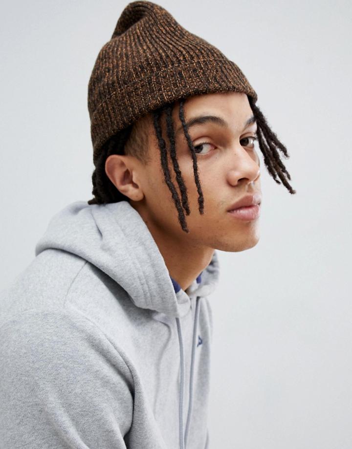 Asos Design Slouchy Beanie In Tobacco Twist - Tan