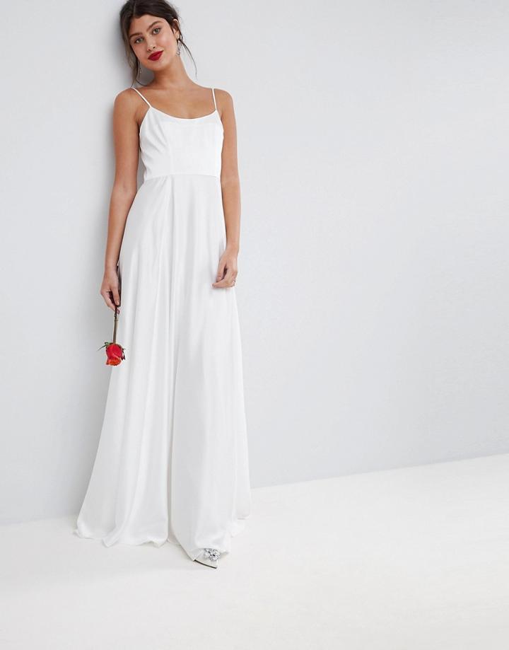 Asos Bridal Maxi Dress With Square Neck - White